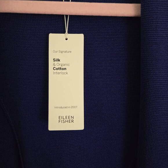 Eileen Fisher NWT Silk Organic Cotton Sustainable Royal Cardigan Sweater Size PL - Picture 4 of 6